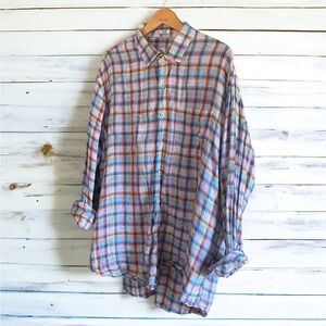 ❄️ 50% off winter Peter Millar Colorful Rainbow  Plaid Long Sleeve  Shirt XL